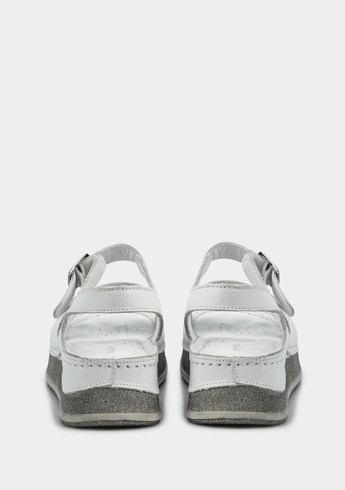 Beyaz Deri Kadın Konfor Sandalet