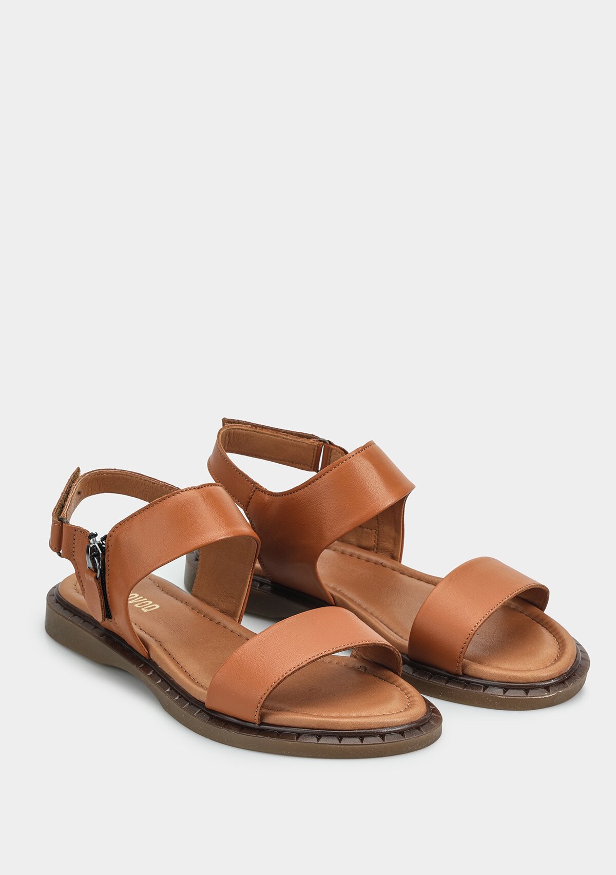 Taba Deri Kadın Düz Sandalet