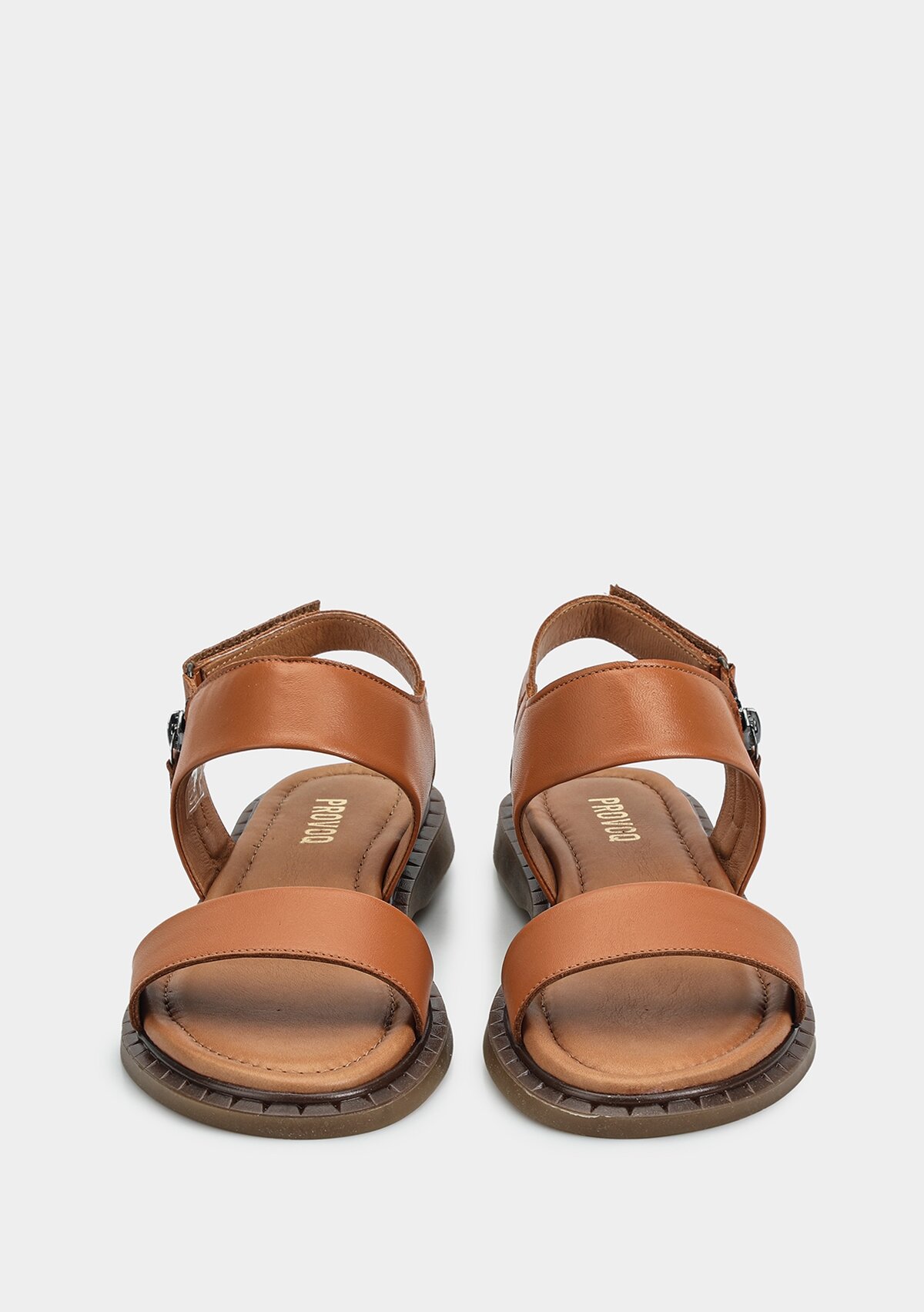 Taba Deri Kadın Düz Sandalet