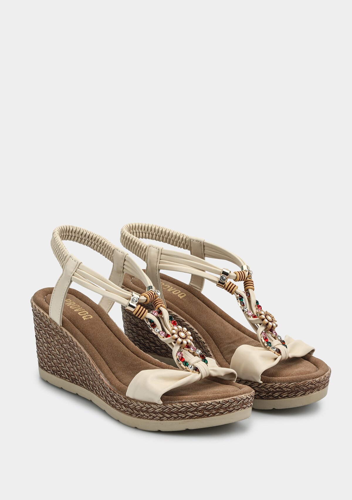 Ekru Kadın Topuklu Sandalet