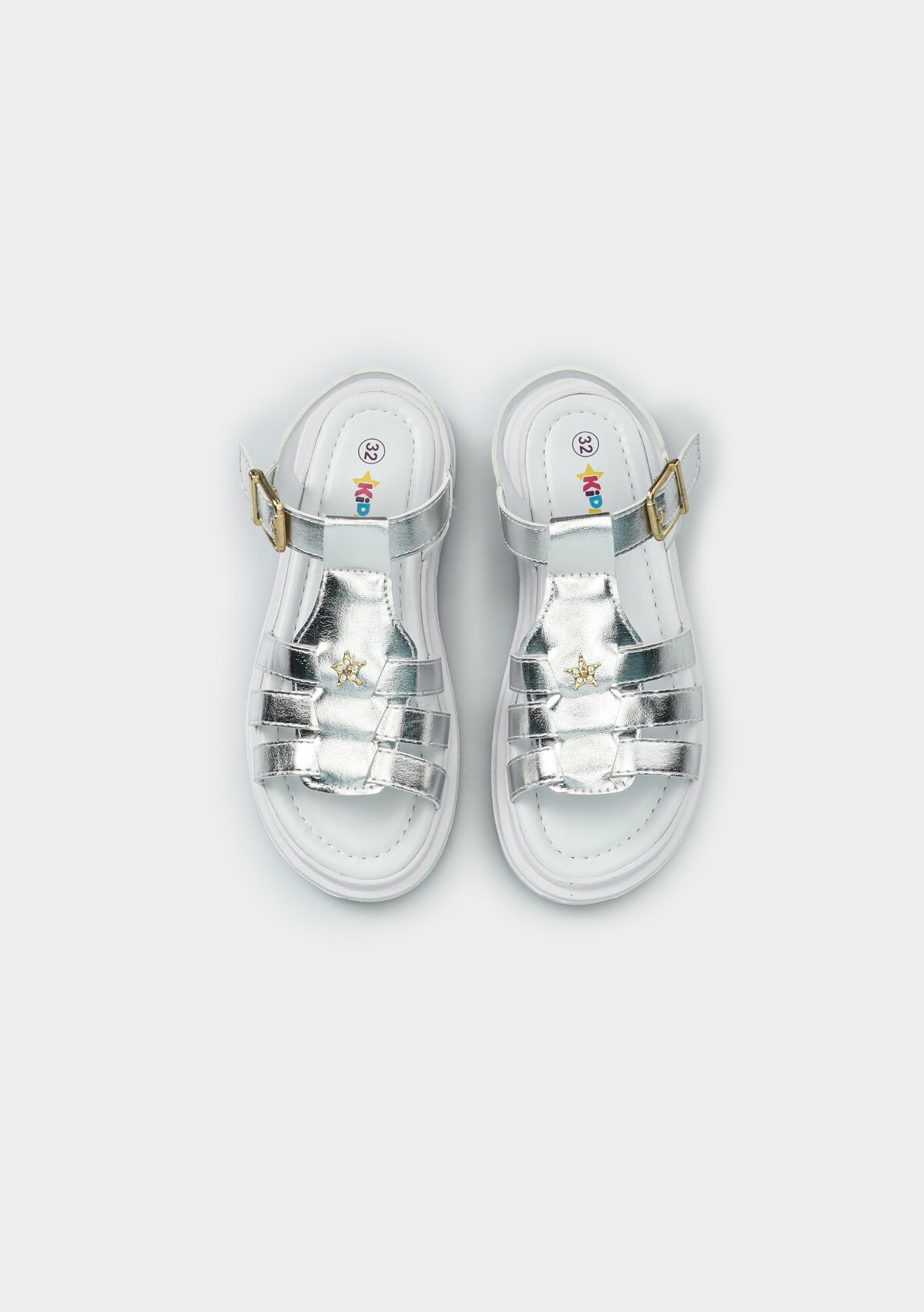 Gümüş Kız Çocuk Düz Sandalet