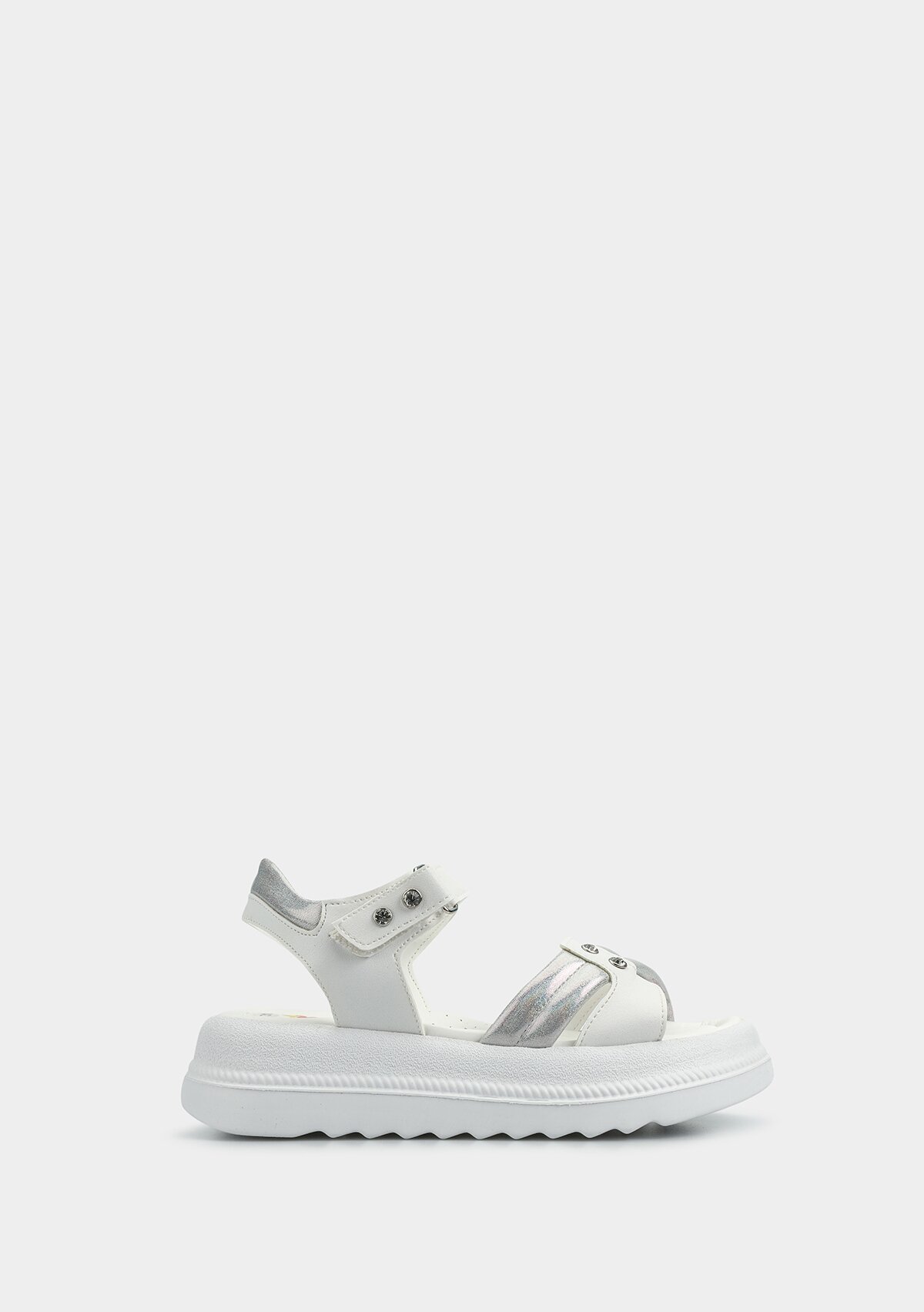 Beyaz Kız Çocuk Düz Sandalet