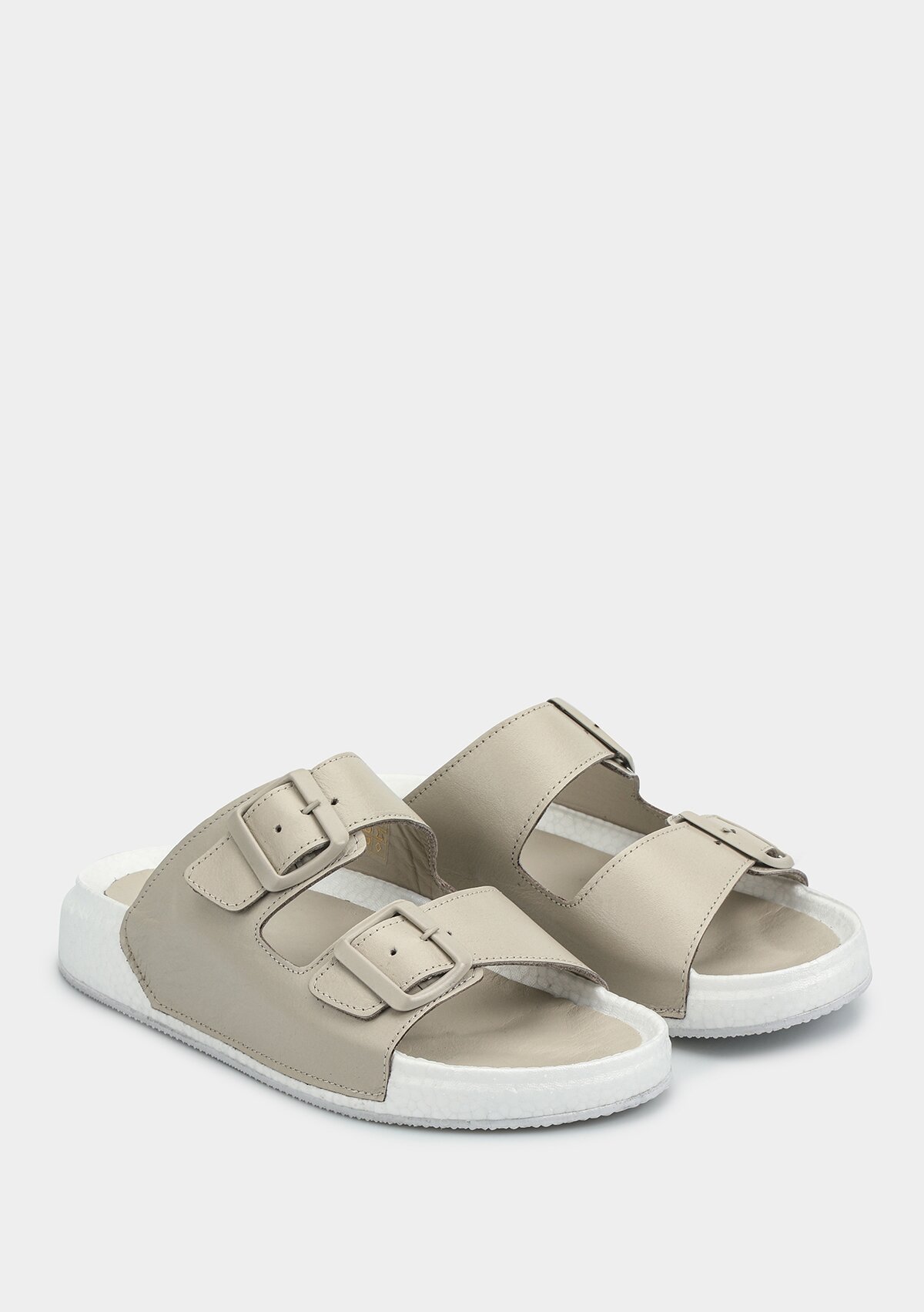 Bej Deri Kadın Konfor Terlik