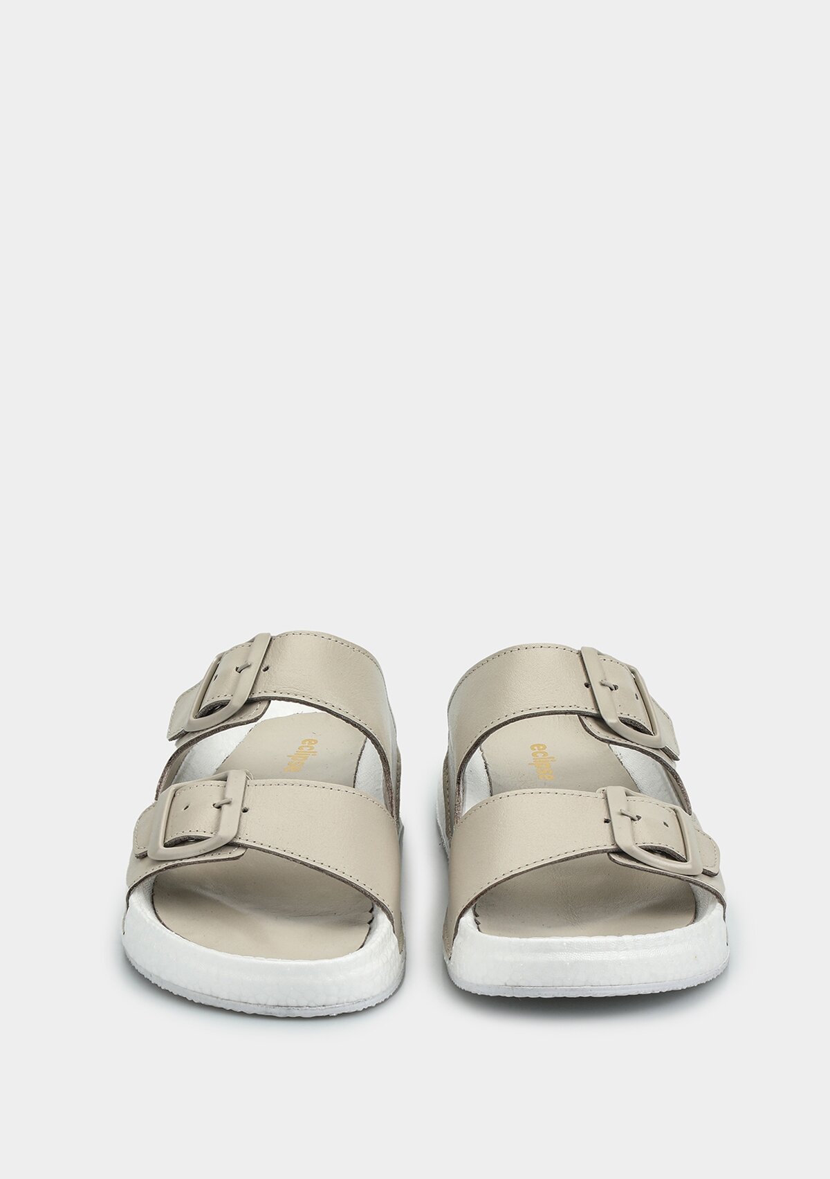 Bej Deri Kadın Konfor Terlik