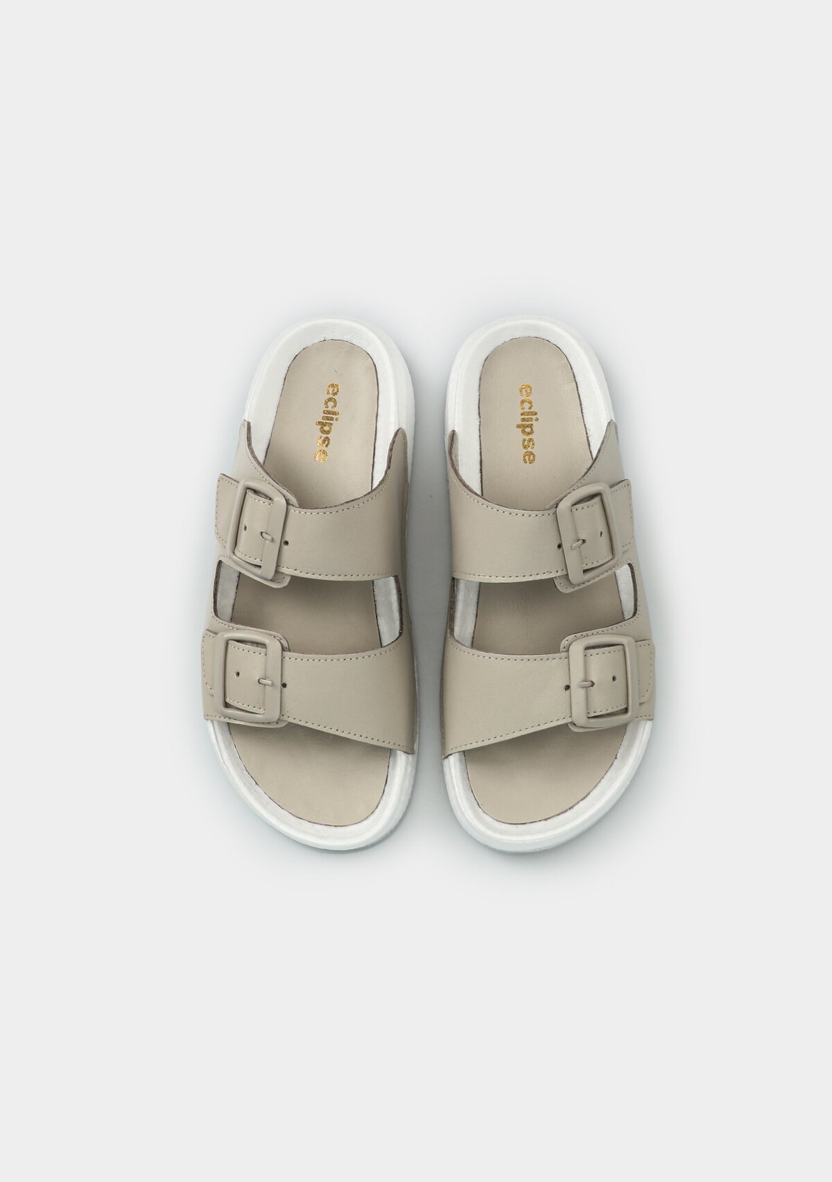 Bej Deri Kadın Konfor Terlik