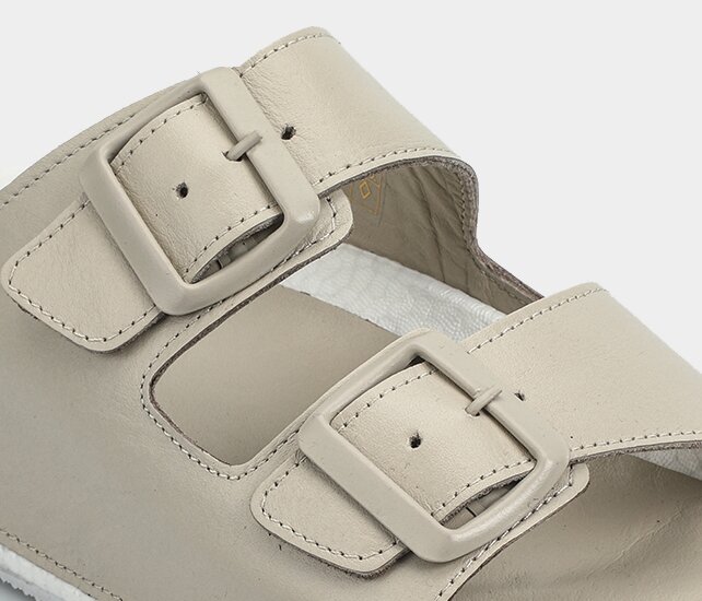 Bej Deri Kadın Konfor Terlik