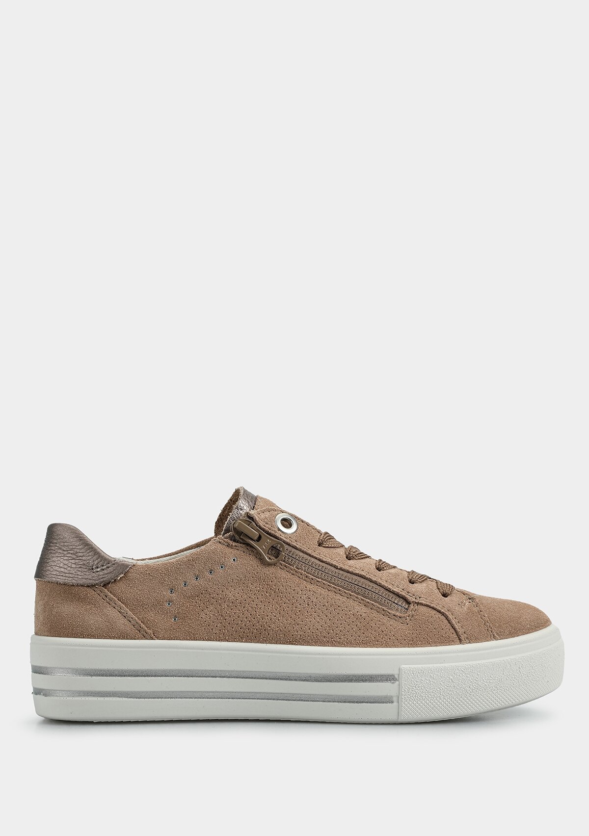 Bej Deri Kadın Sneaker