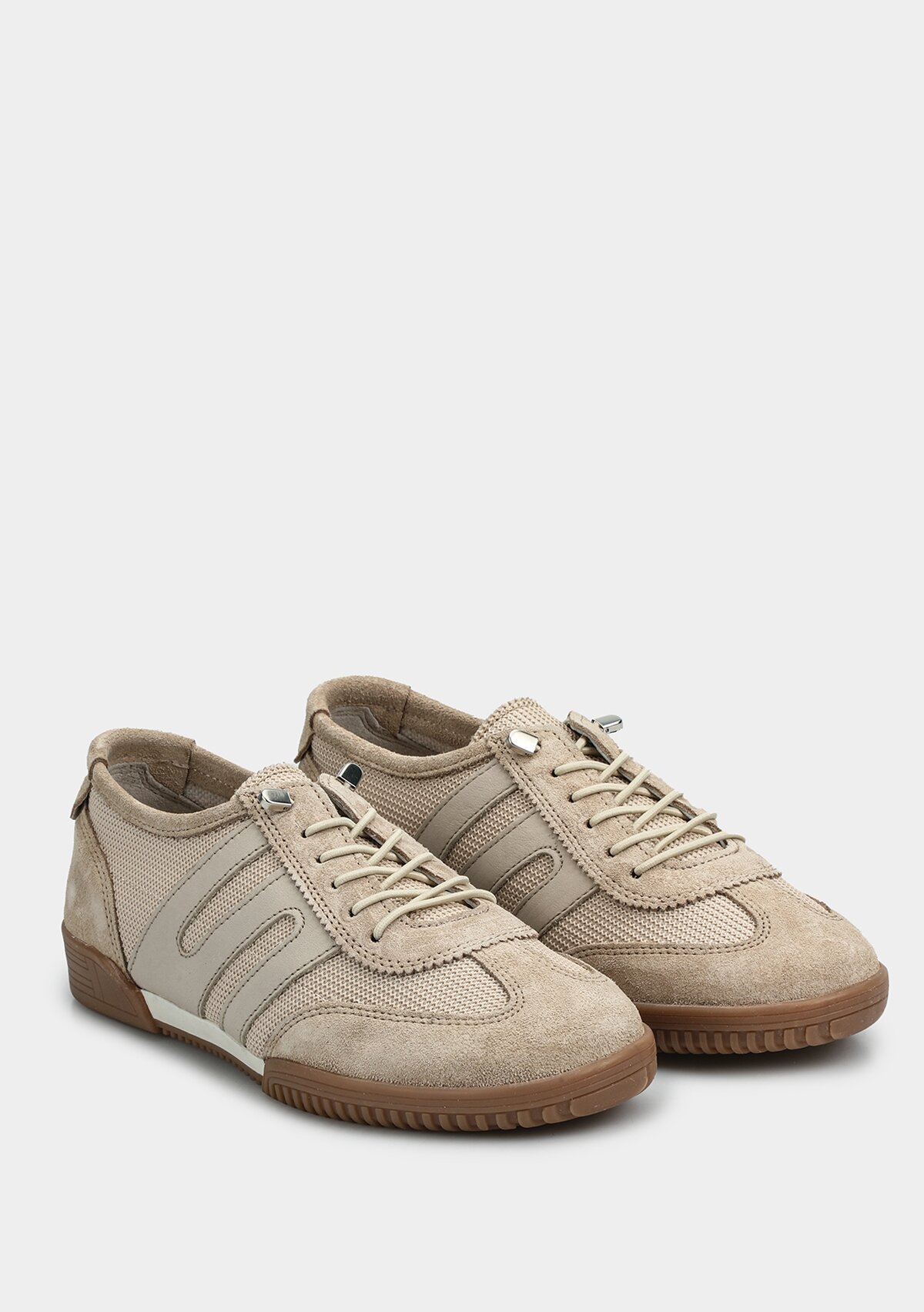 Bej Deri Kadın Sneaker