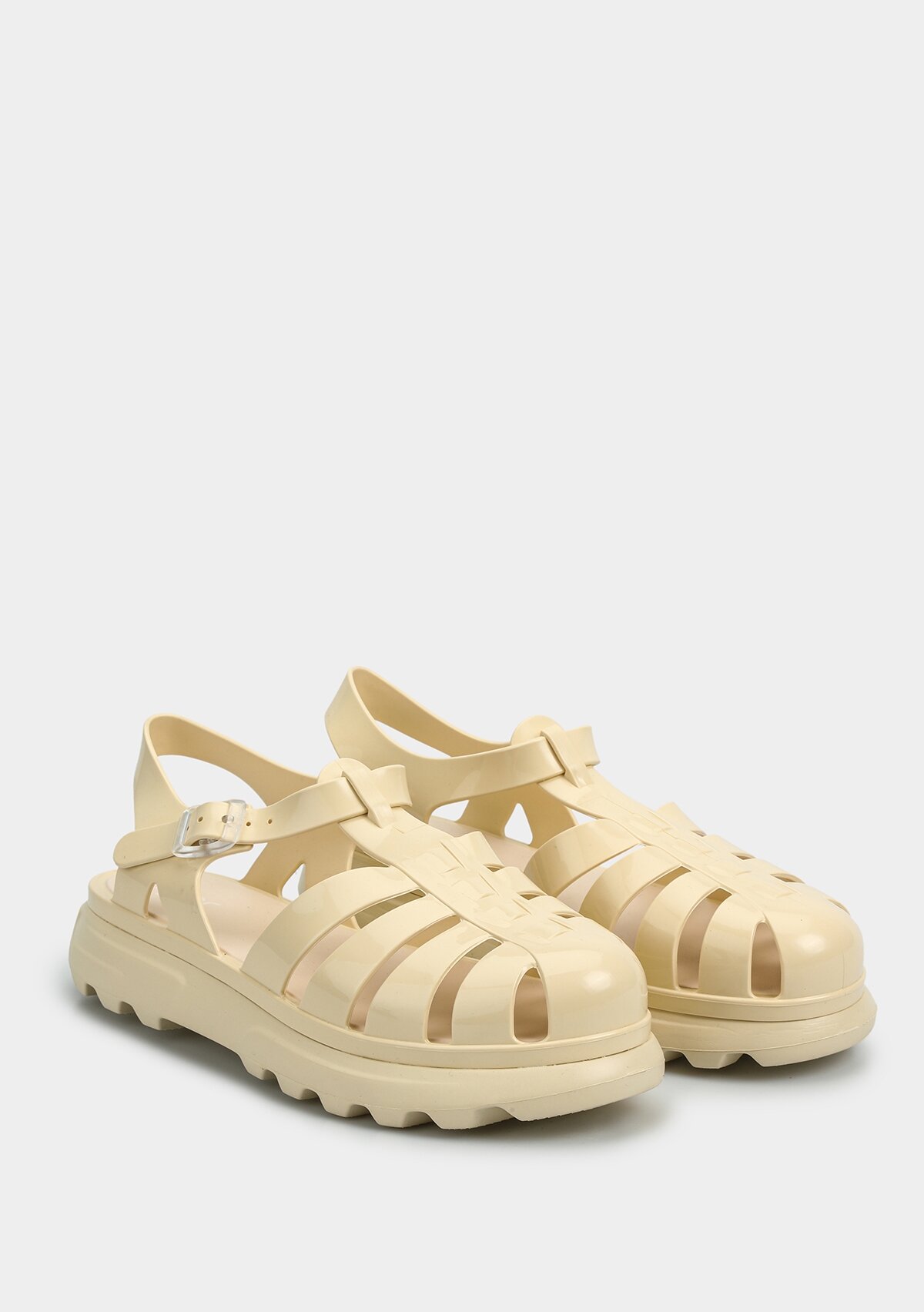 Ekru Kadın Düz Sandalet