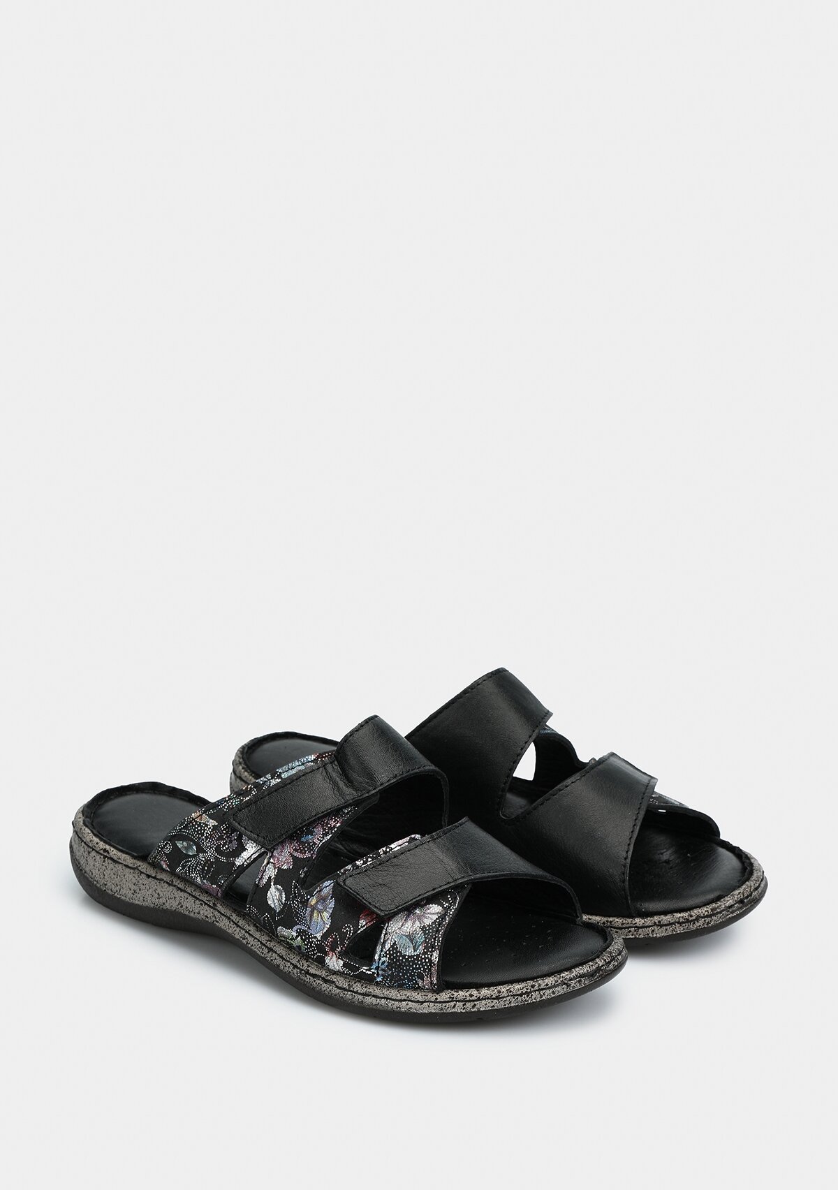 Siyah Deri Kadın Konfor Terlik