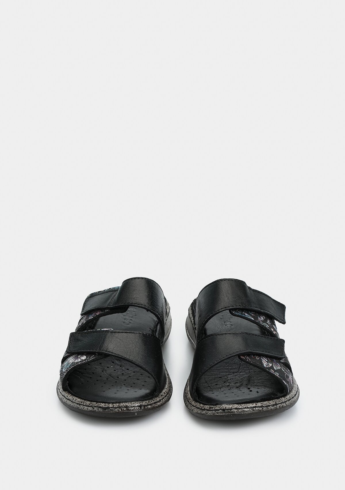 Siyah Deri Kadın Konfor Terlik