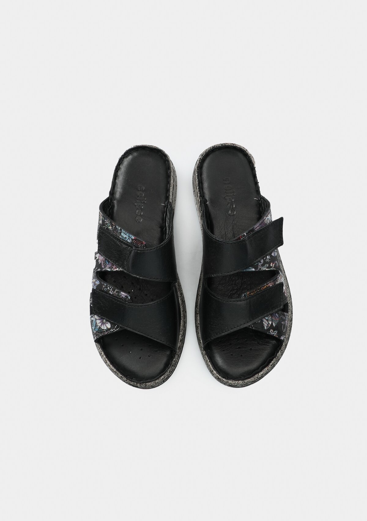 Siyah Deri Kadın Konfor Terlik