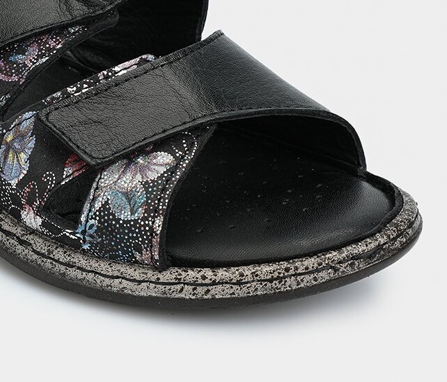 Siyah Deri Kadın Konfor Terlik