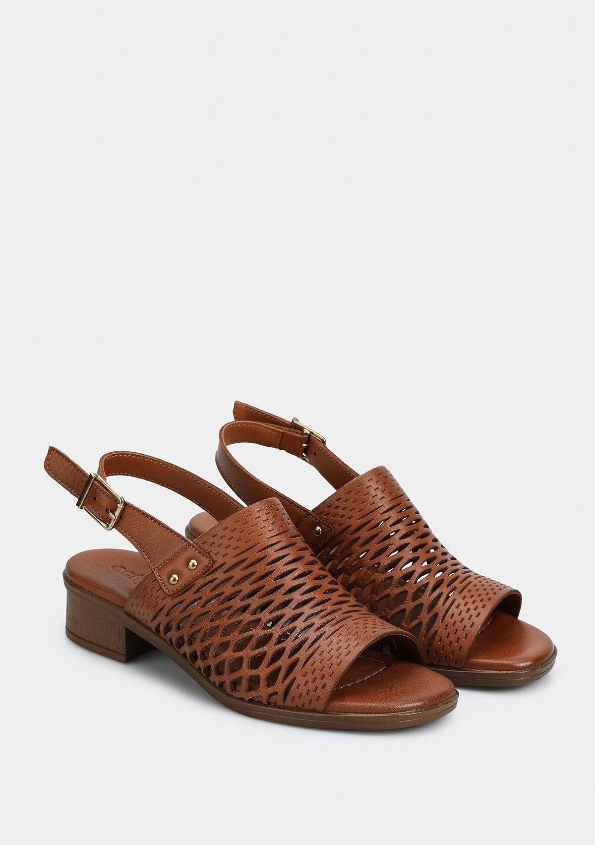 Taba Deri Kadın Düz Sandalet