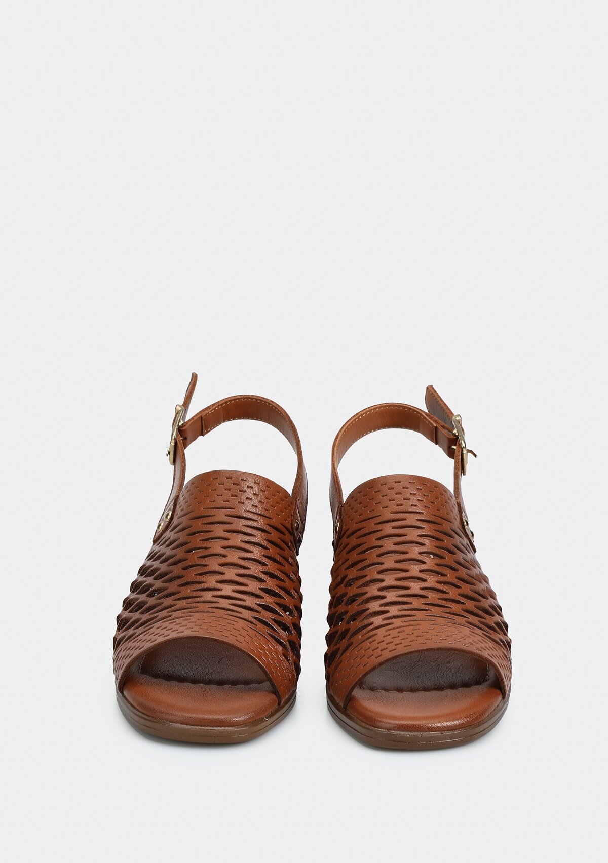 Taba Deri Kadın Düz Sandalet