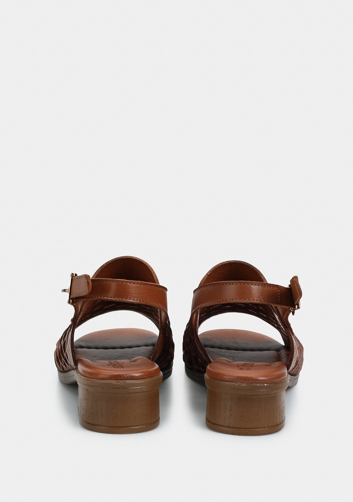 Taba Deri Kadın Düz Sandalet