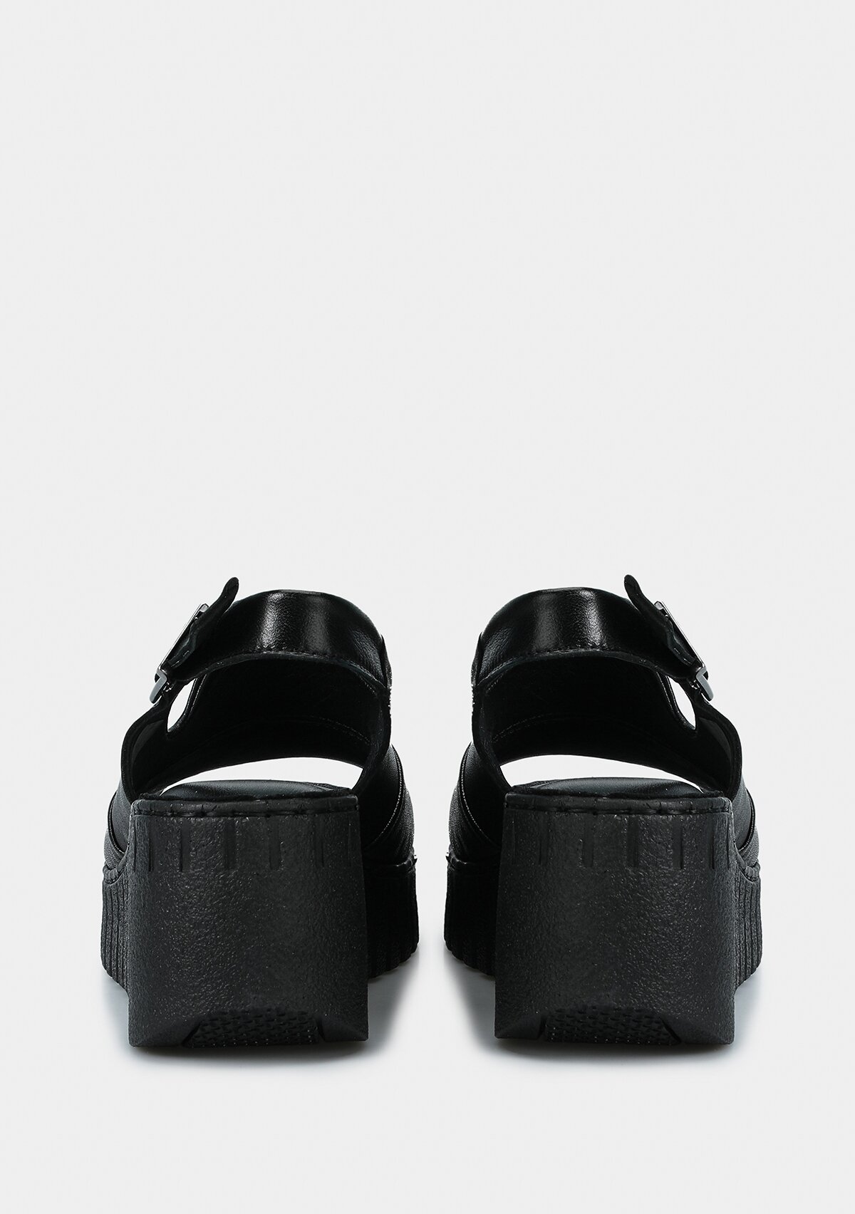 Siyah Deri Kadın Konfor Sandalet