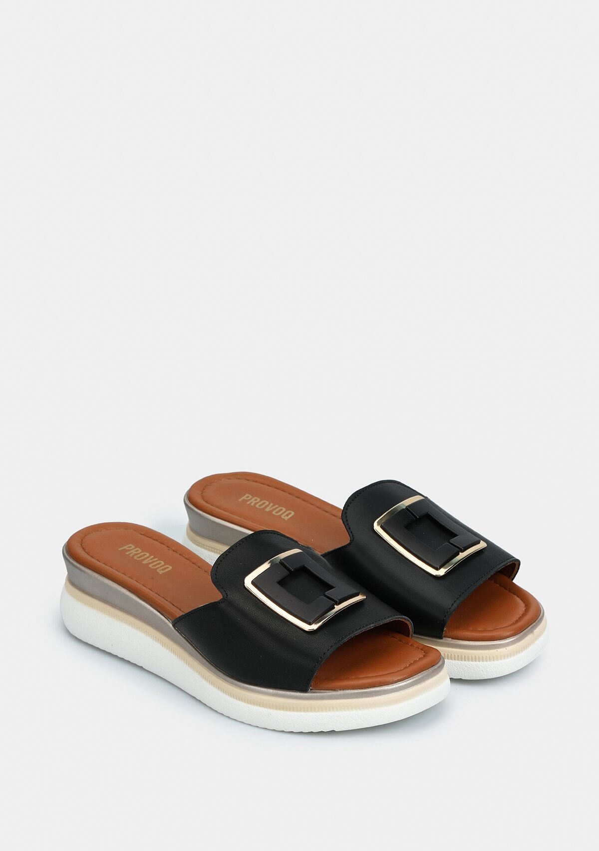 Siyah Deri Kadın Terlik