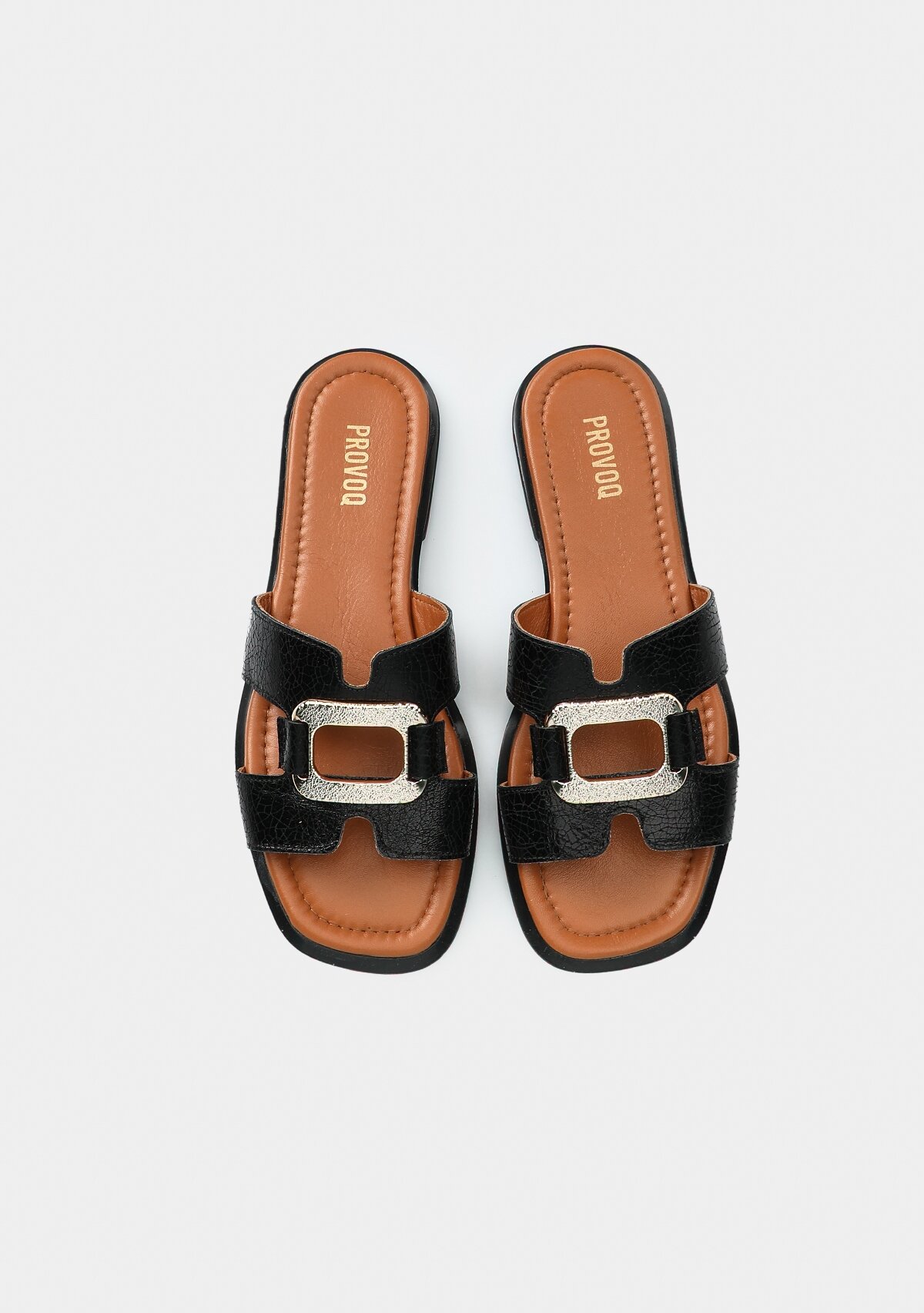 Siyah Deri Kadın Terlik