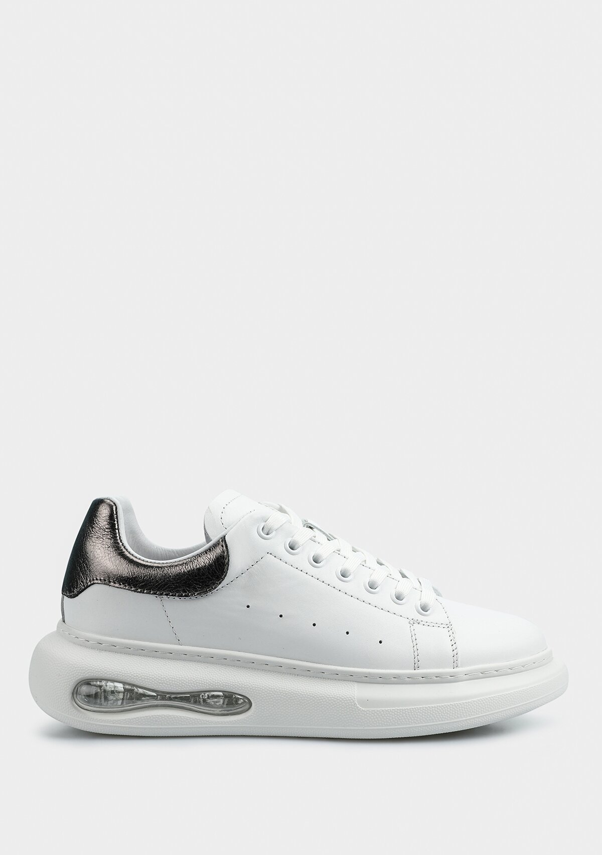 Platin Deri Kadın Sneaker