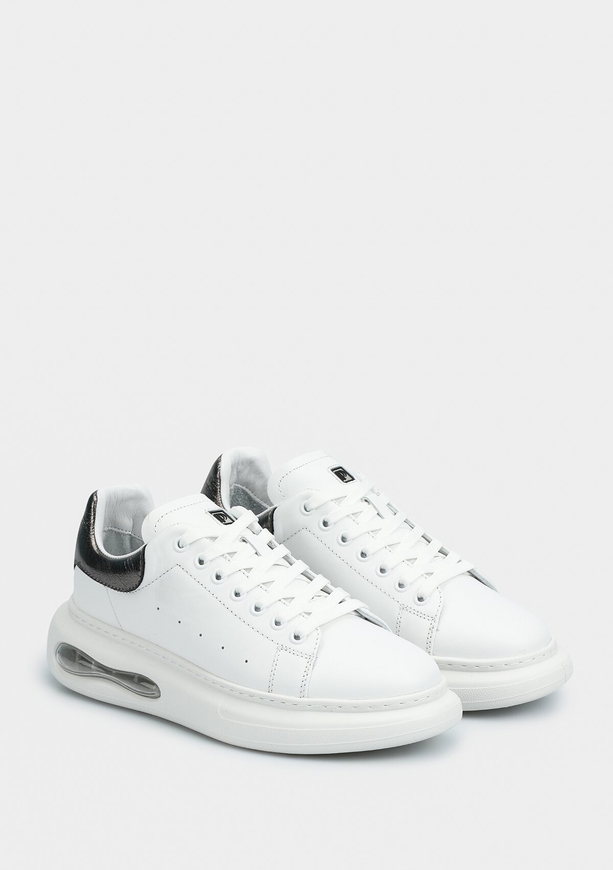 Platin Deri Kadın Sneaker