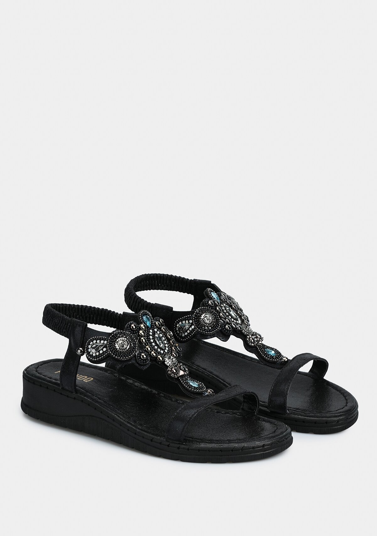 Siyah Kadın Düz Sandalet