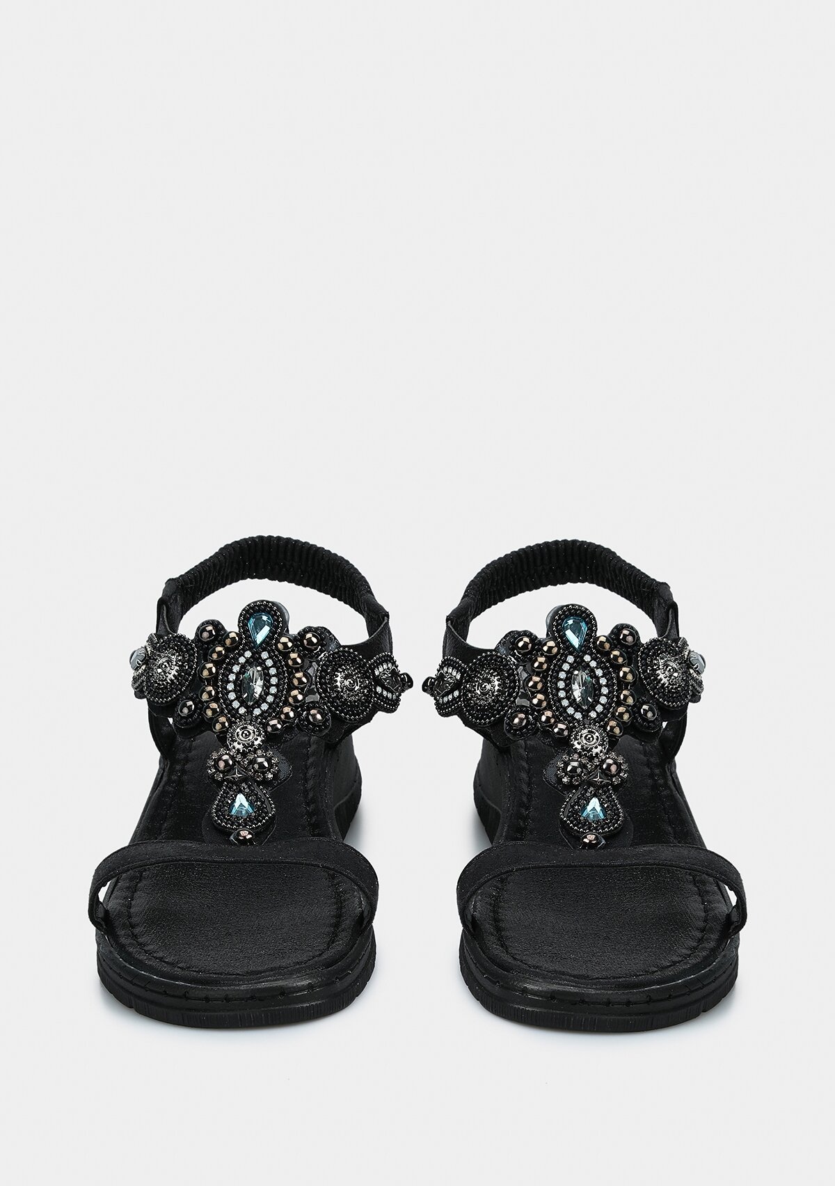 Siyah Kadın Düz Sandalet