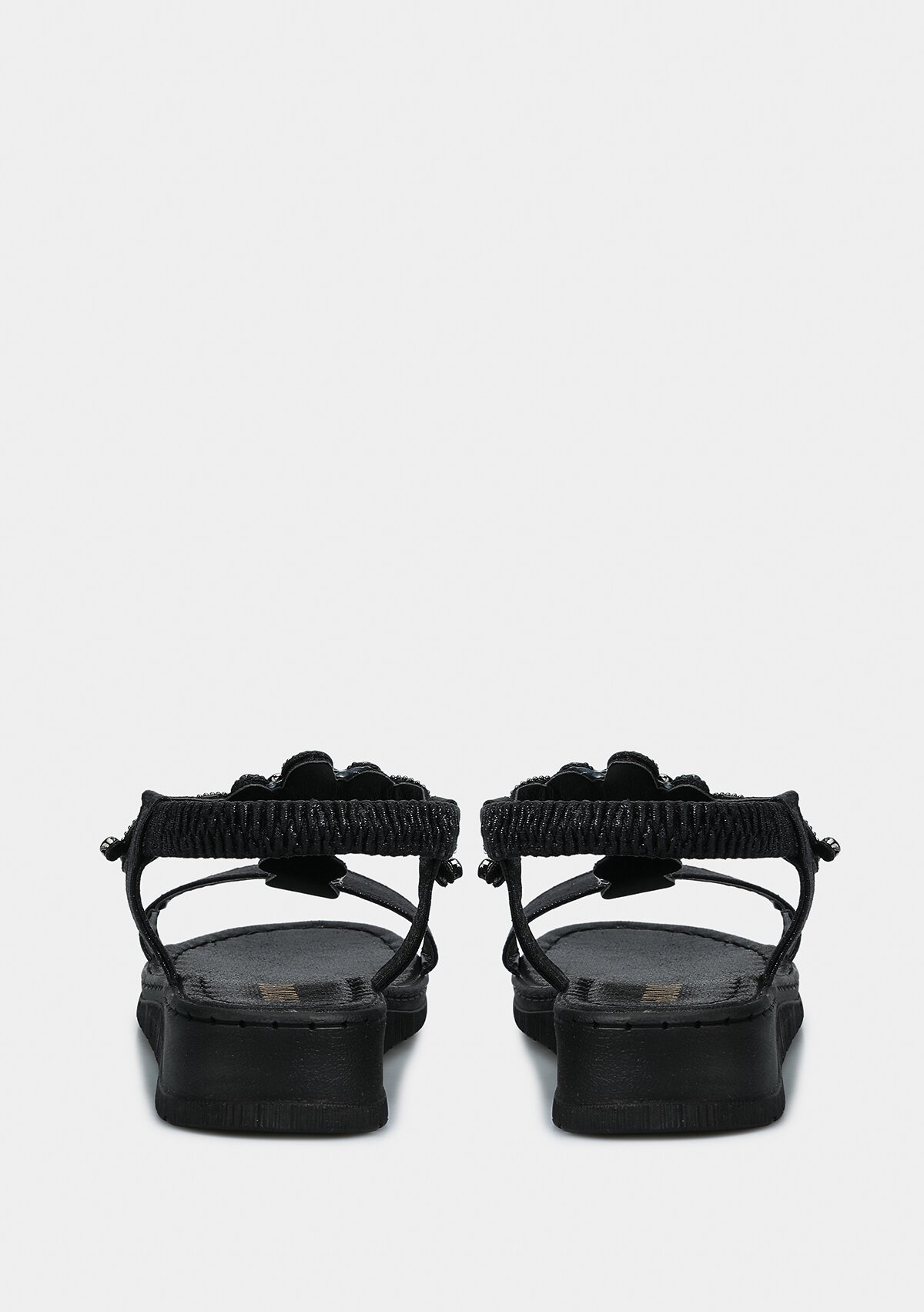 Siyah Kadın Düz Sandalet