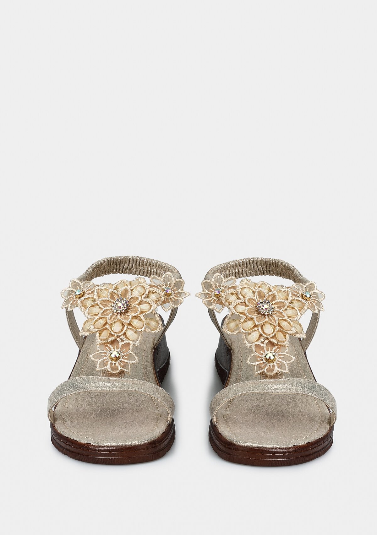 Altın Kadın Düz Sandalet