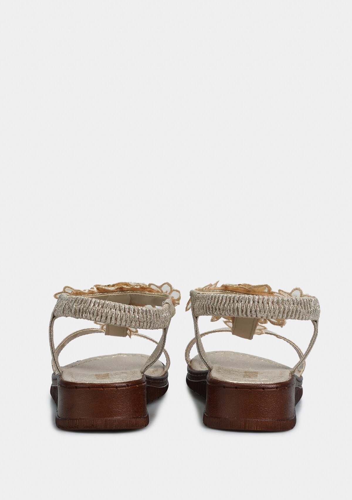 Altın Kadın Düz Sandalet