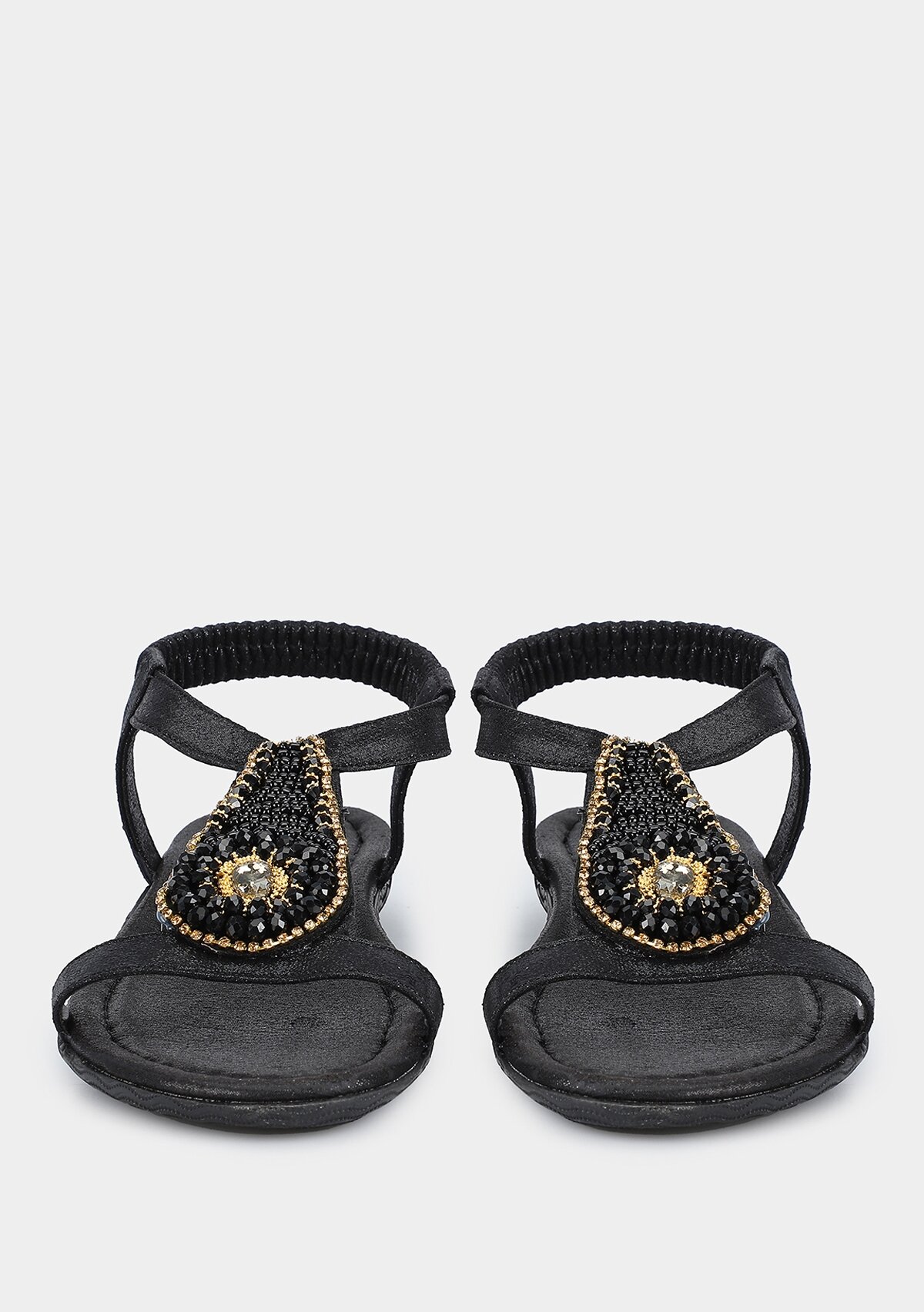 Siyah Kadın Düz Sandalet