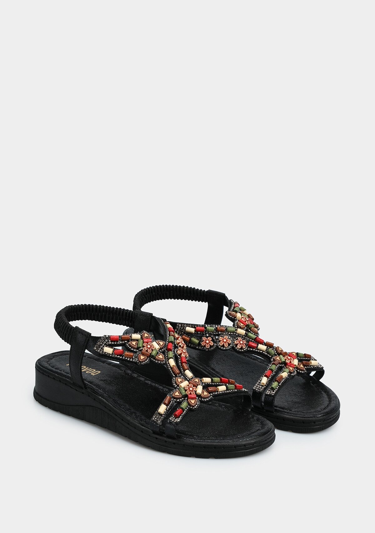 Siyah Kadın Düz Sandalet