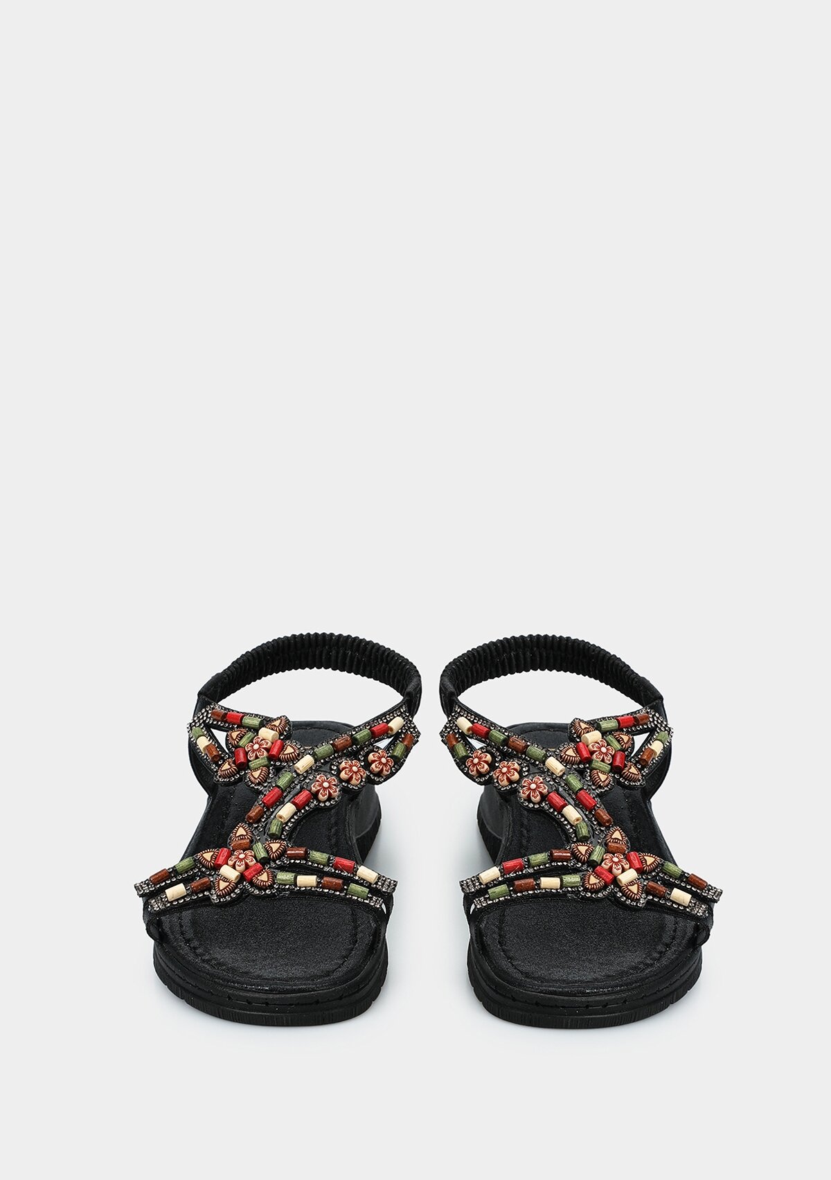 Siyah Kadın Düz Sandalet