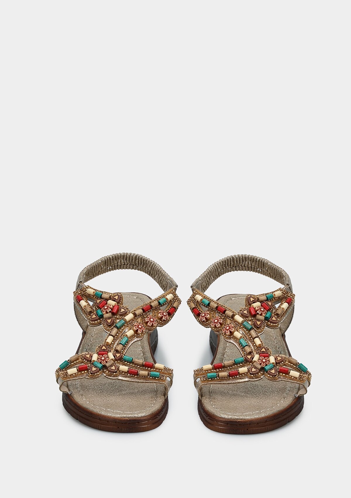 Altın Kadın Düz Sandalet