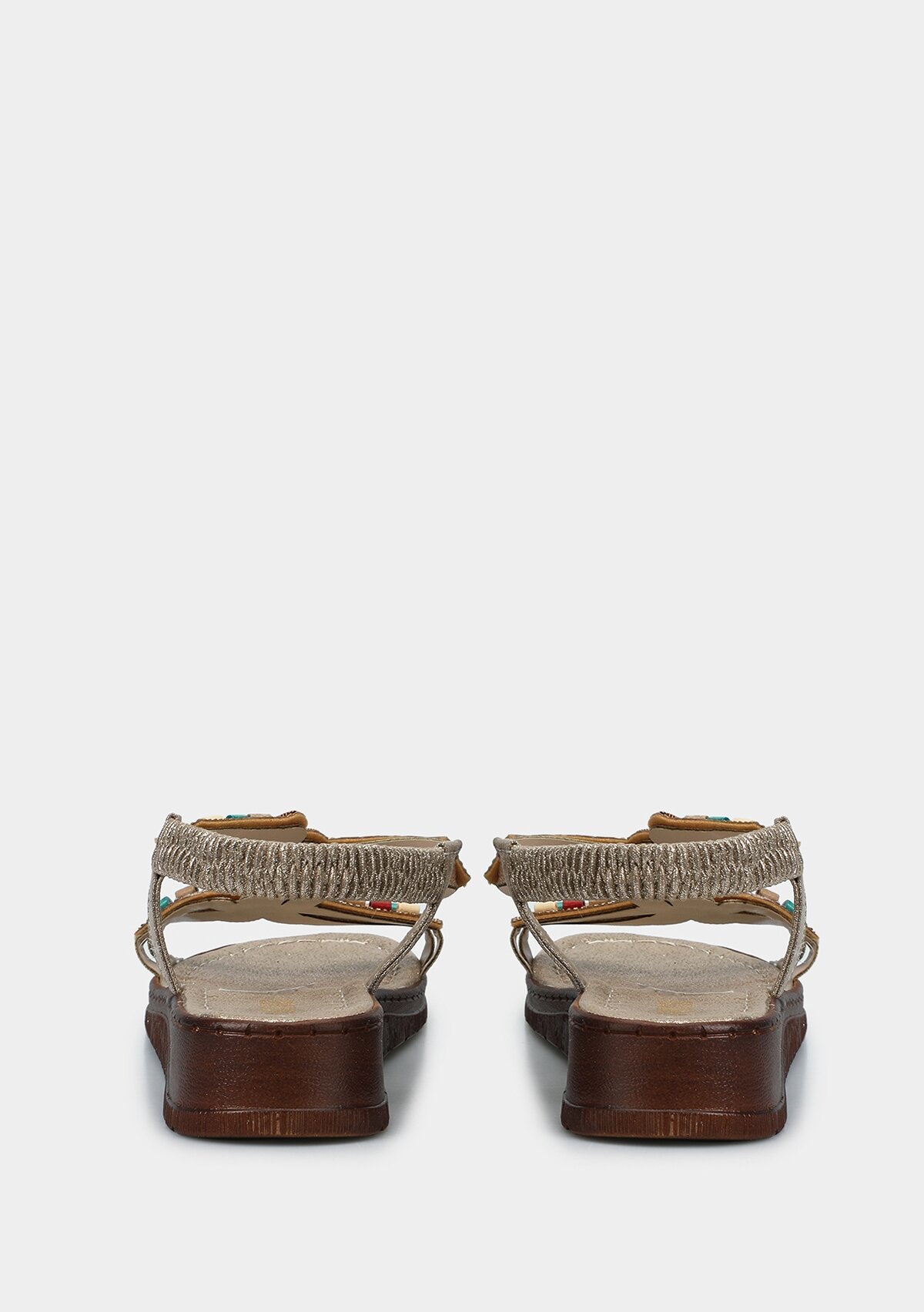 Altın Kadın Düz Sandalet