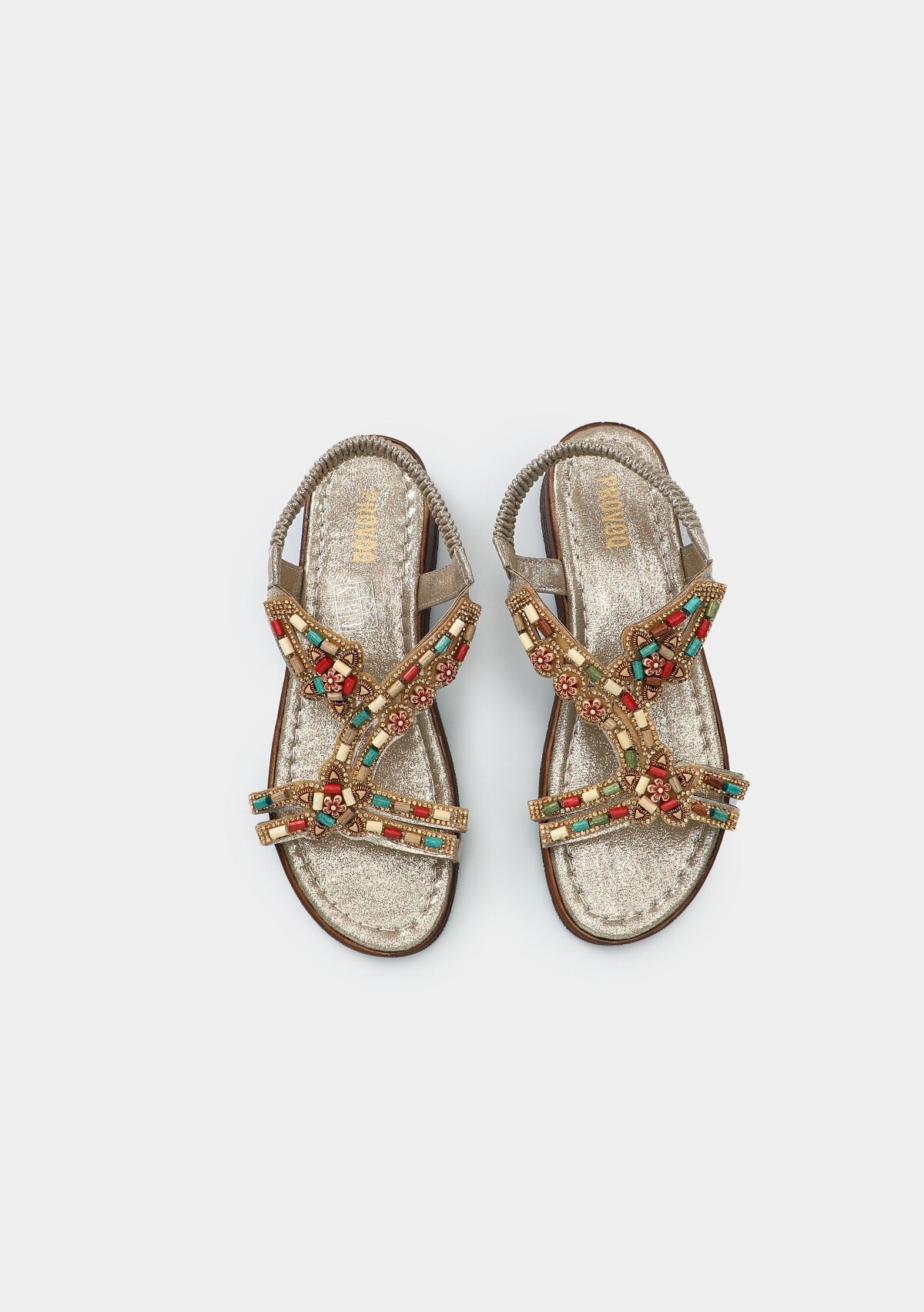 Altın Kadın Düz Sandalet