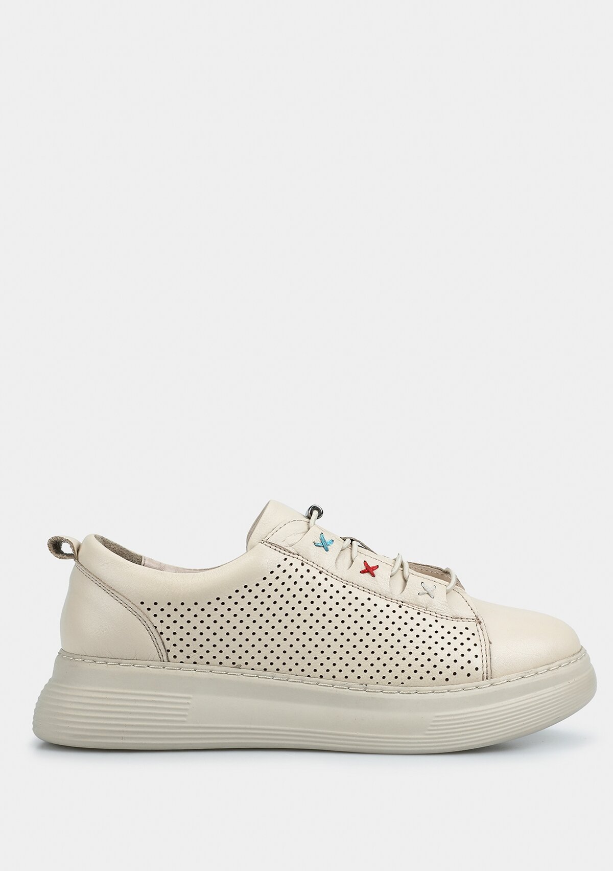 Bej Deri Kadın Sneaker