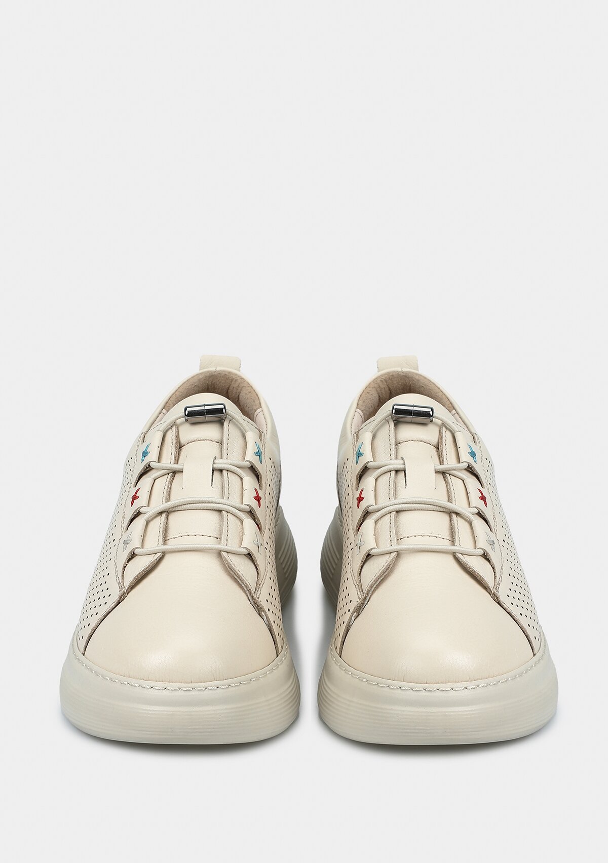 Bej Deri Kadın Sneaker