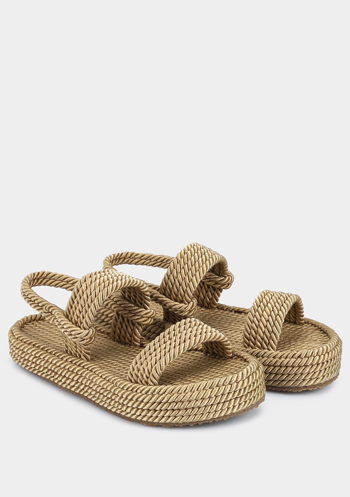 Bej Kadın Düz Sandalet