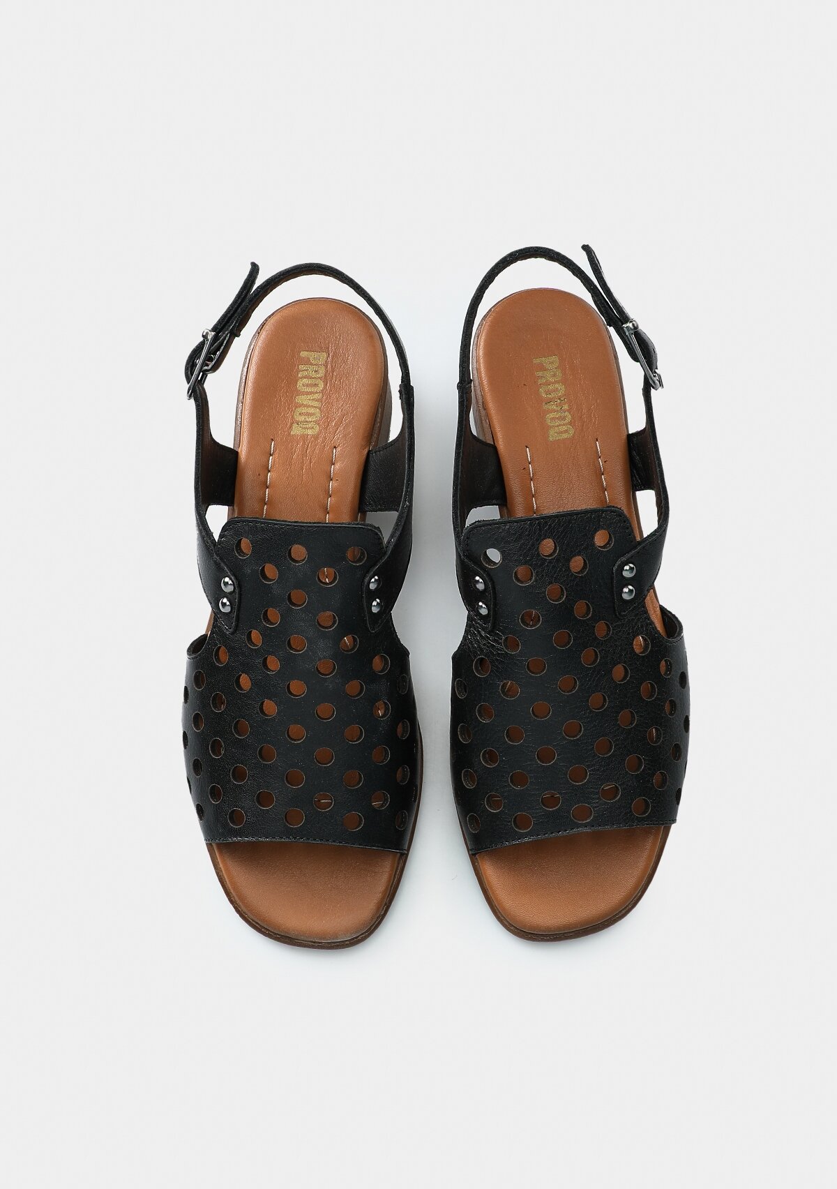 Siyah Deri Kadın Düz Sandalet