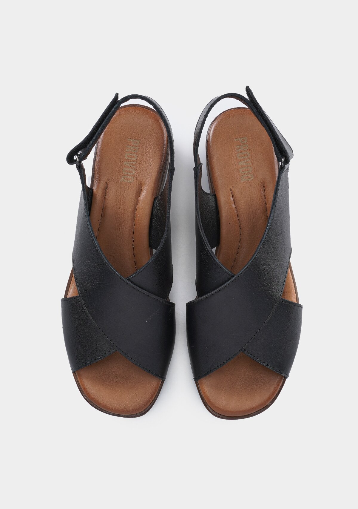 Siyah Deri Kadın Düz Sandalet