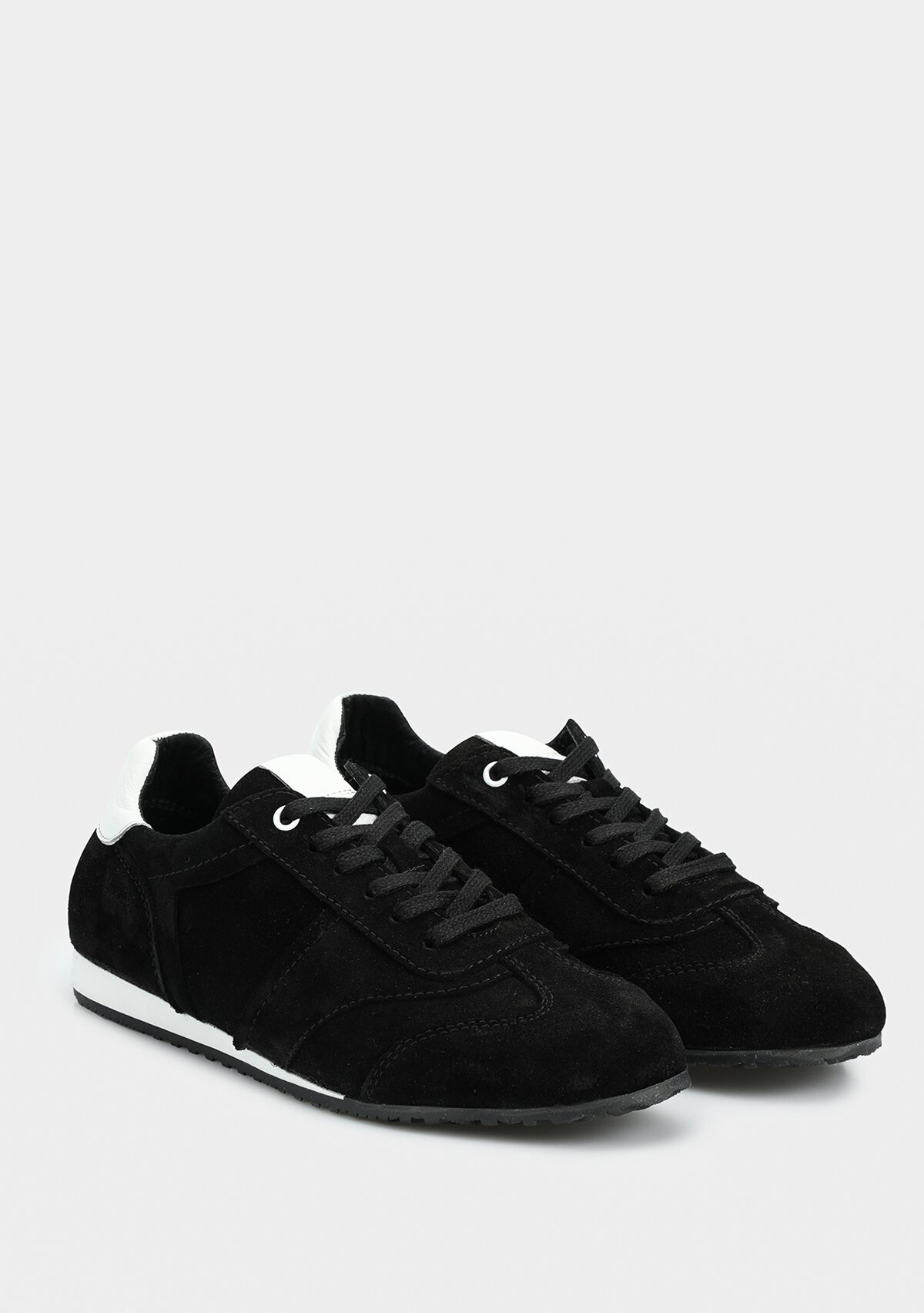 Siyah Deri Kadın Sneaker