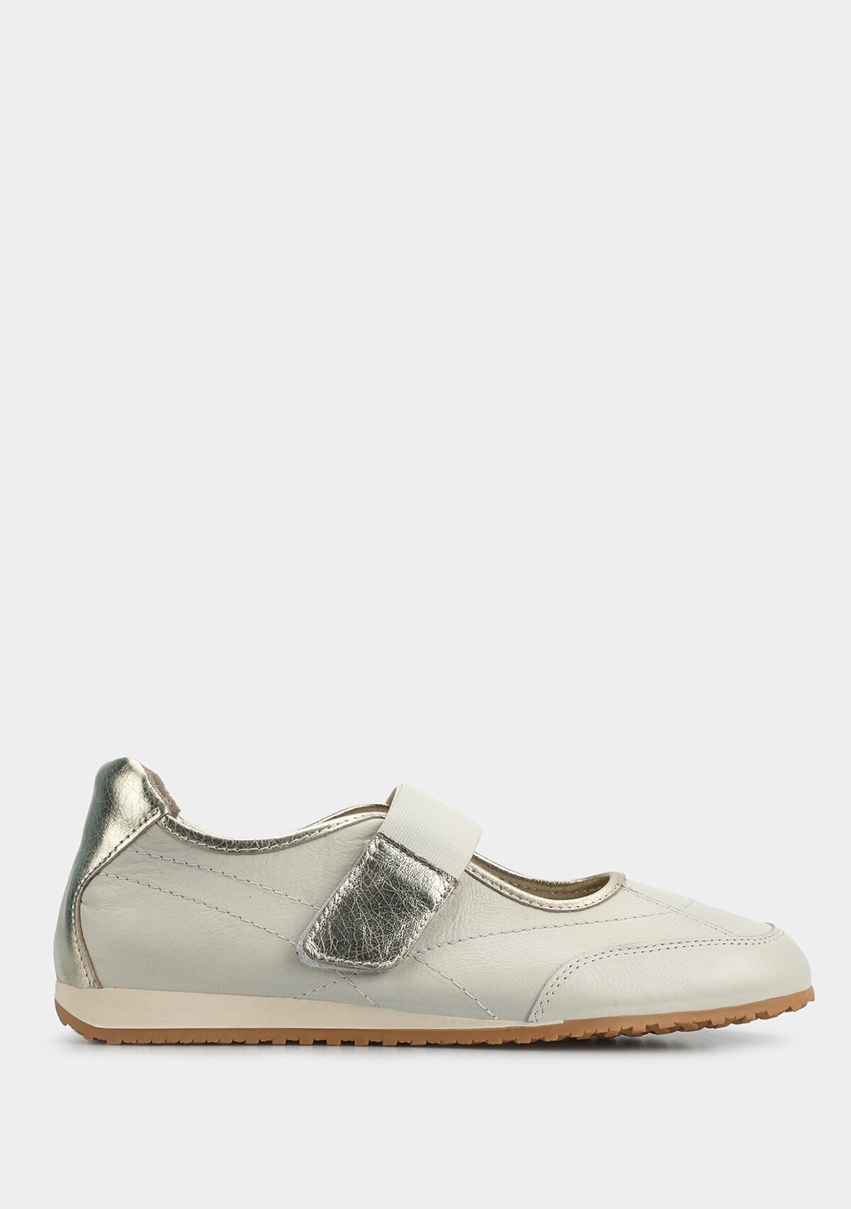 Ekru Deri Kadın Sneaker