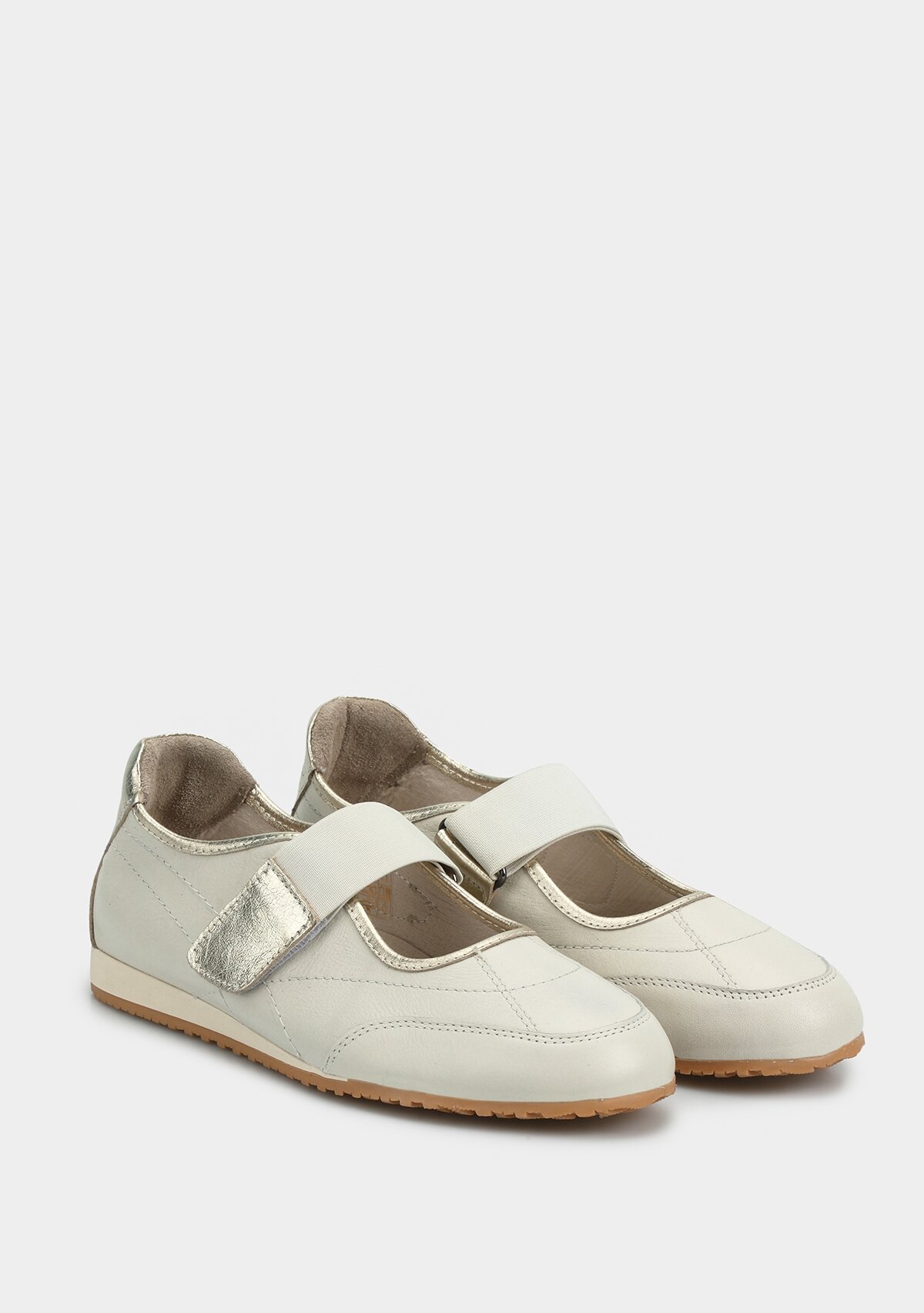 Ekru Deri Kadın Sneaker