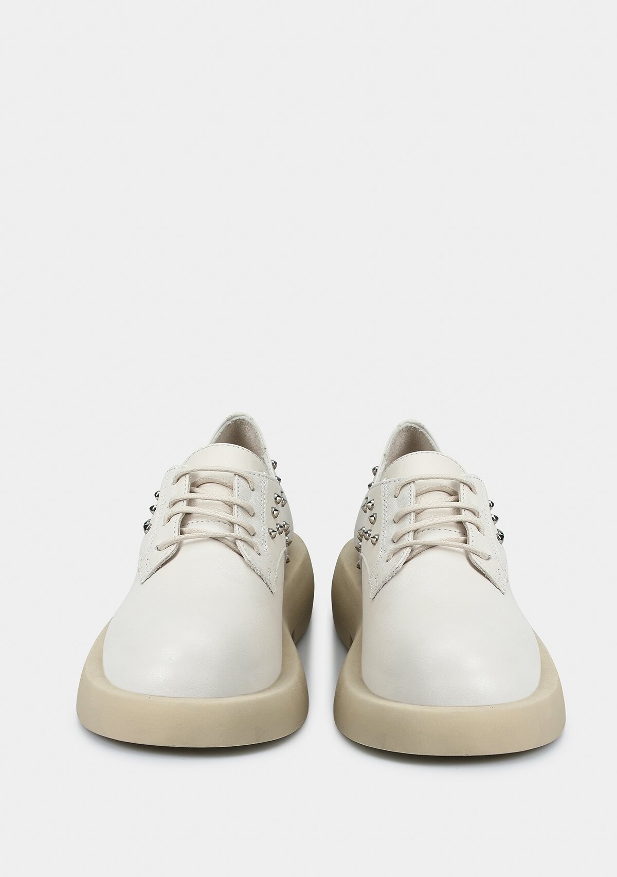 Ekru Deri Kadın Ayakkabı