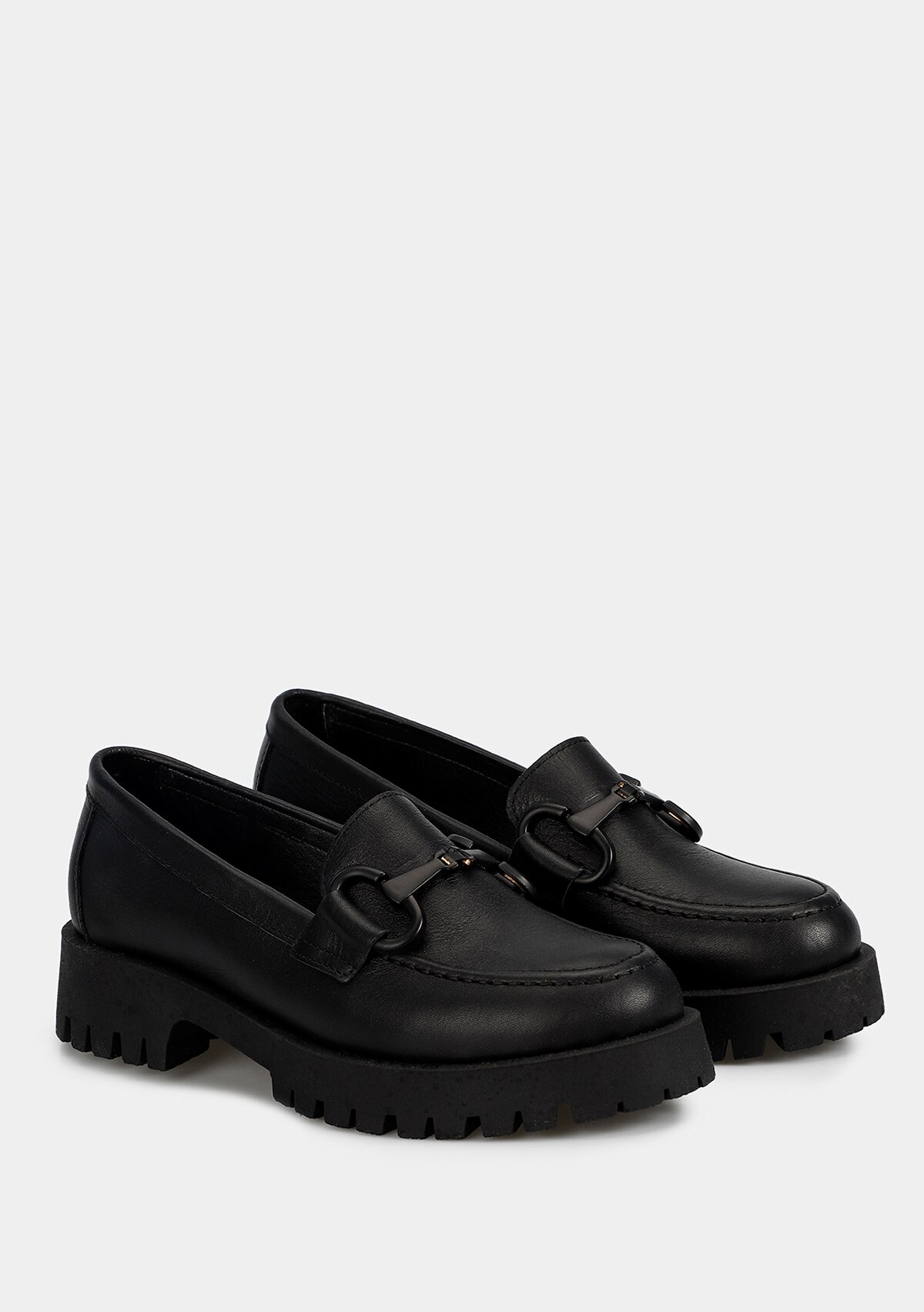 Siyah Deri Kadın Ayakkabı