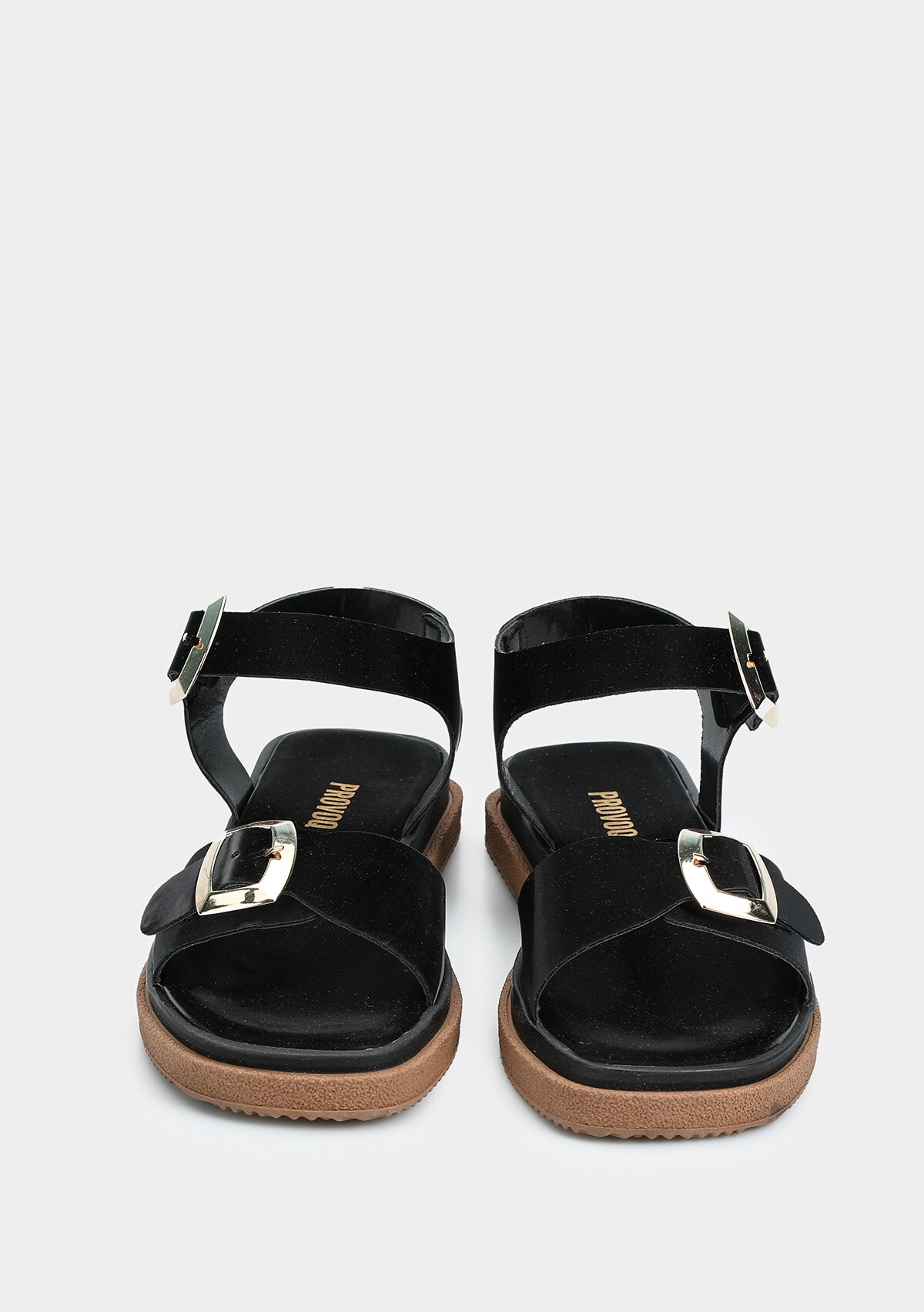 Siyah Kadın Düz Sandalet