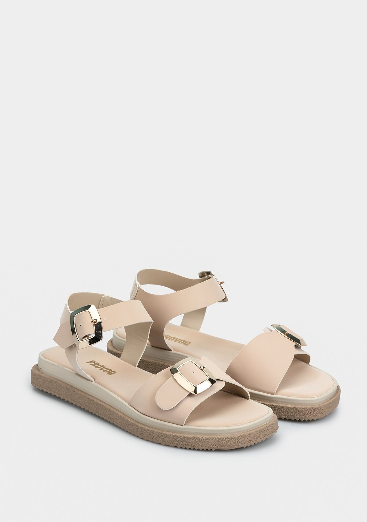 Ekru Kadın Düz Sandalet