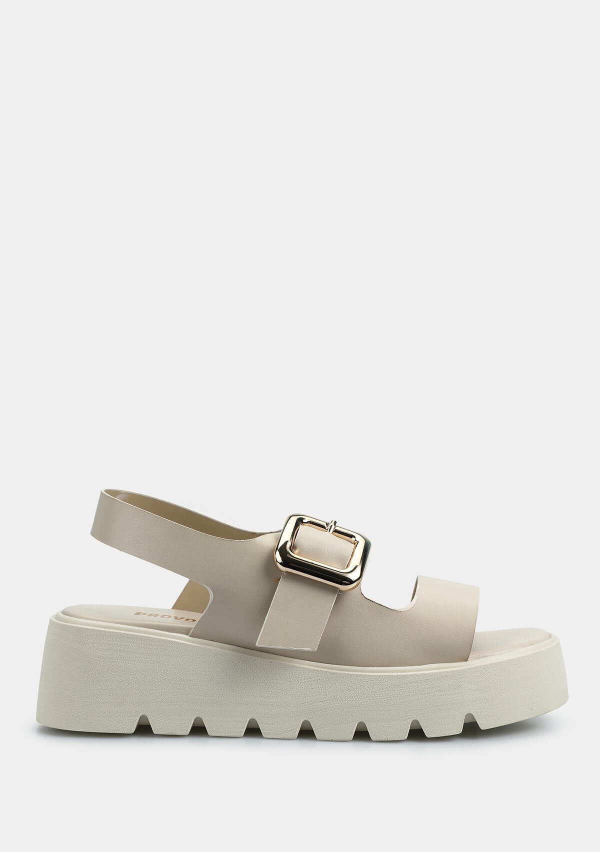 Ekru Kadın Düz Sandalet