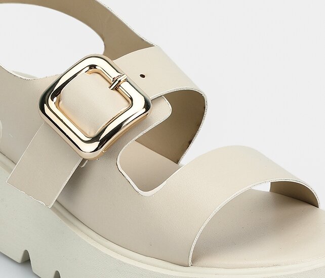 Ekru Kadın Düz Sandalet